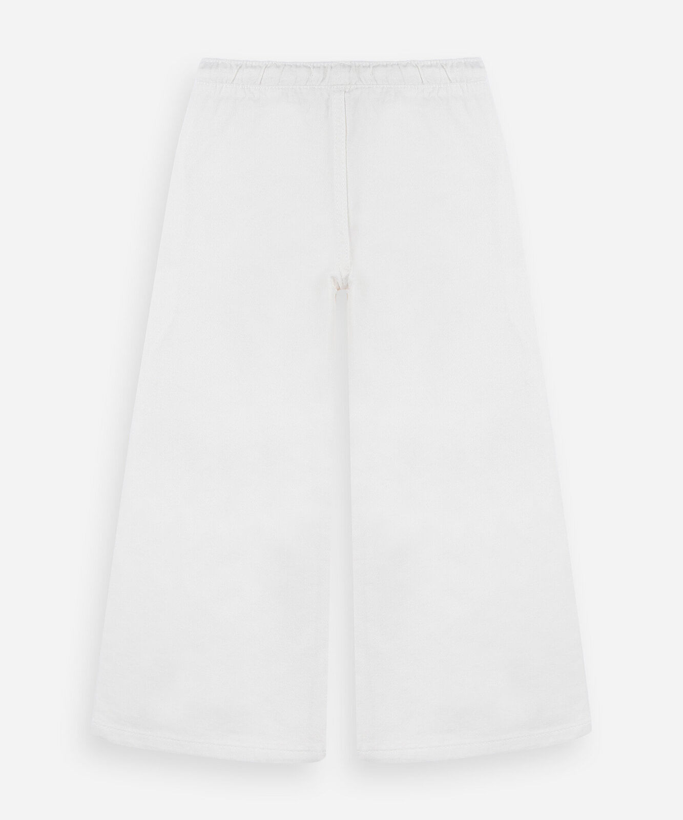 calça wide leg infantil de sarja com cós de elástico off white
