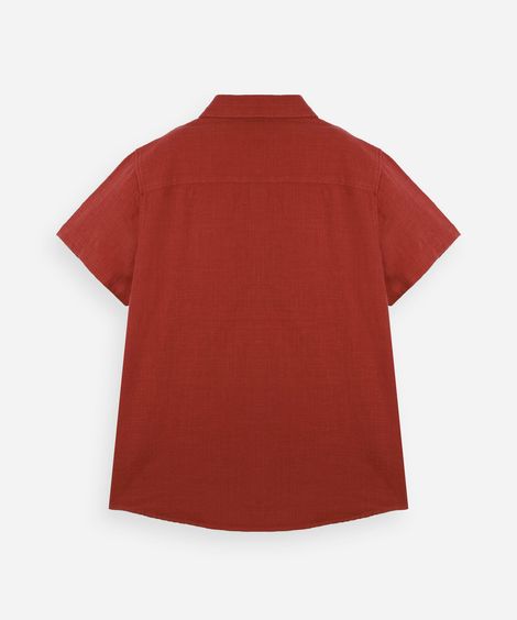camisa juvenil manga curta de algodão texturizada vermelha