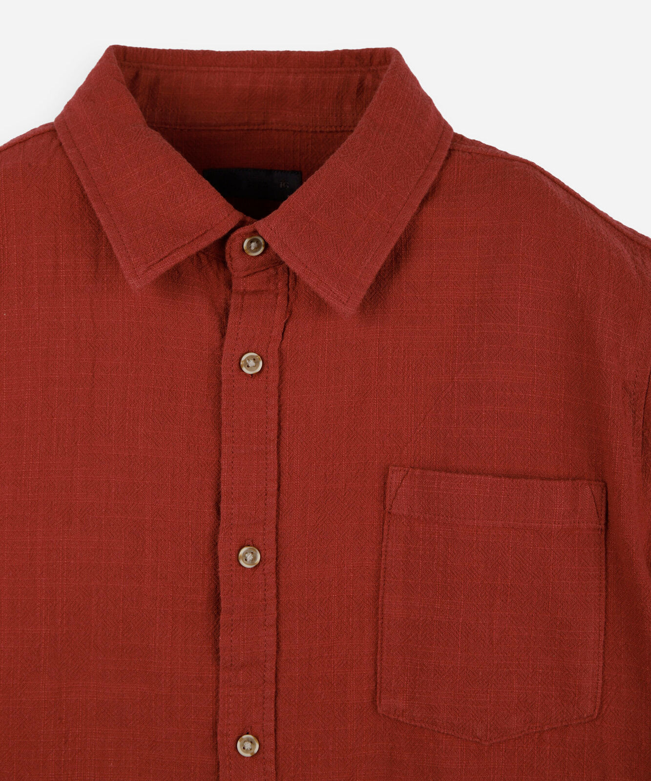 camisa juvenil manga curta de algodão texturizada vermelha