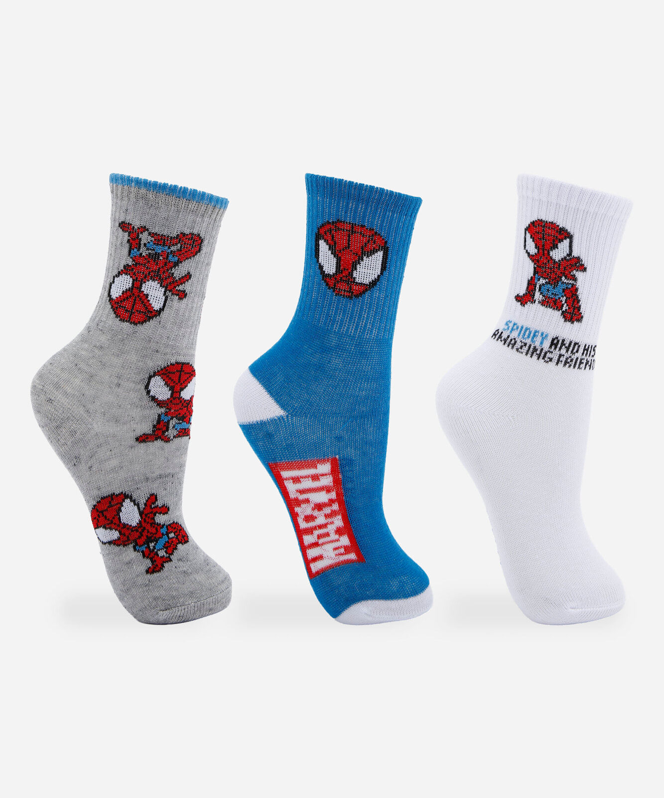 kit de 3 pares de meias infantis homem-aranha disney em algodão colorido