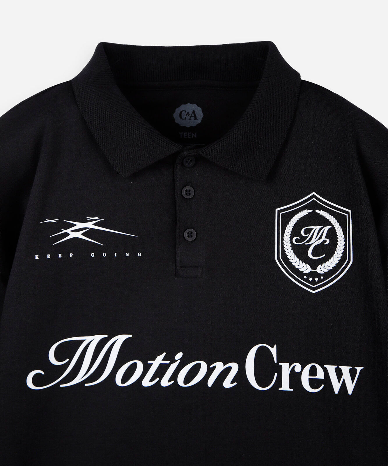 camisa polo juvenil fifteen com bordados preta
