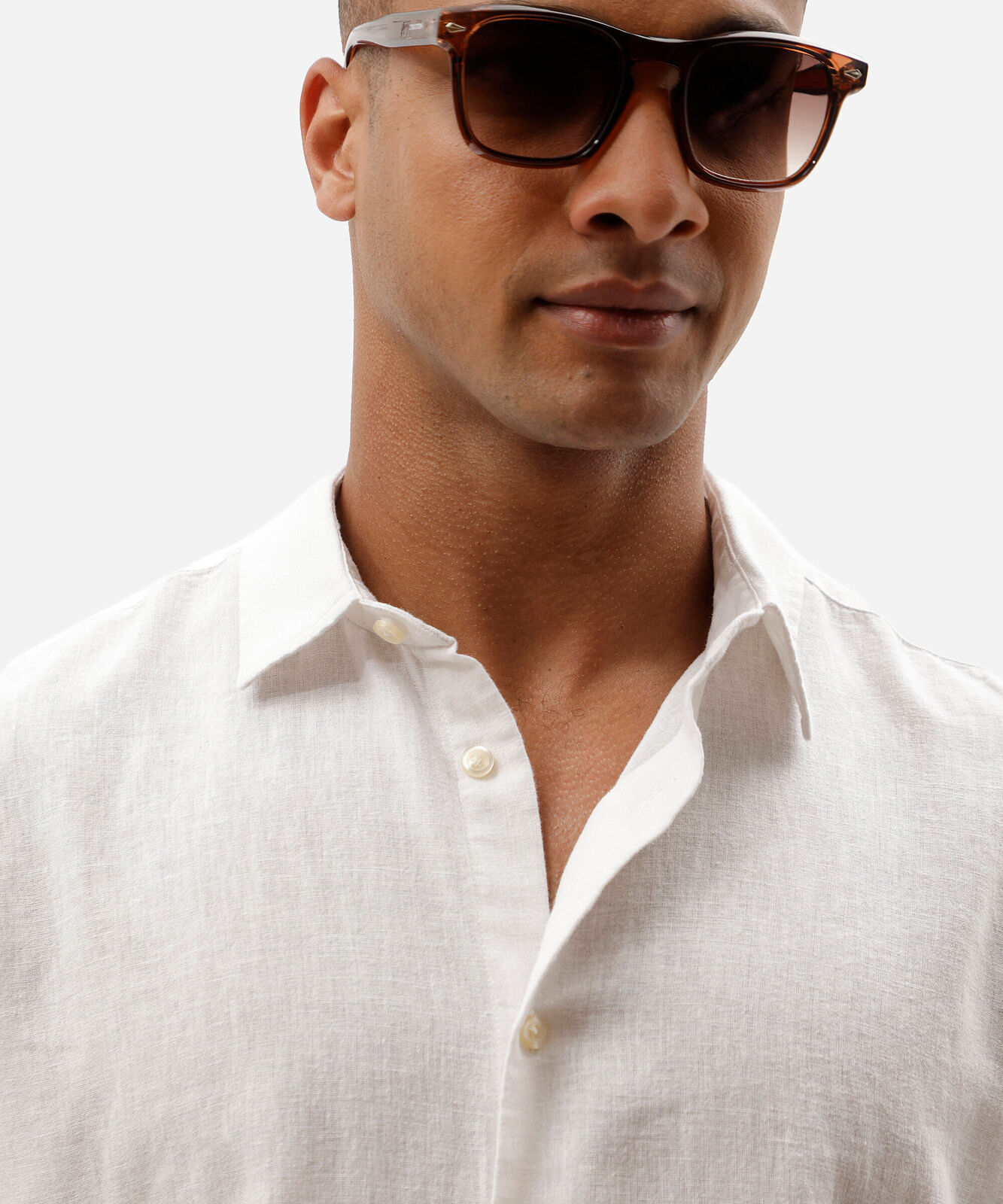 camisa masculina com linho manga longa branca