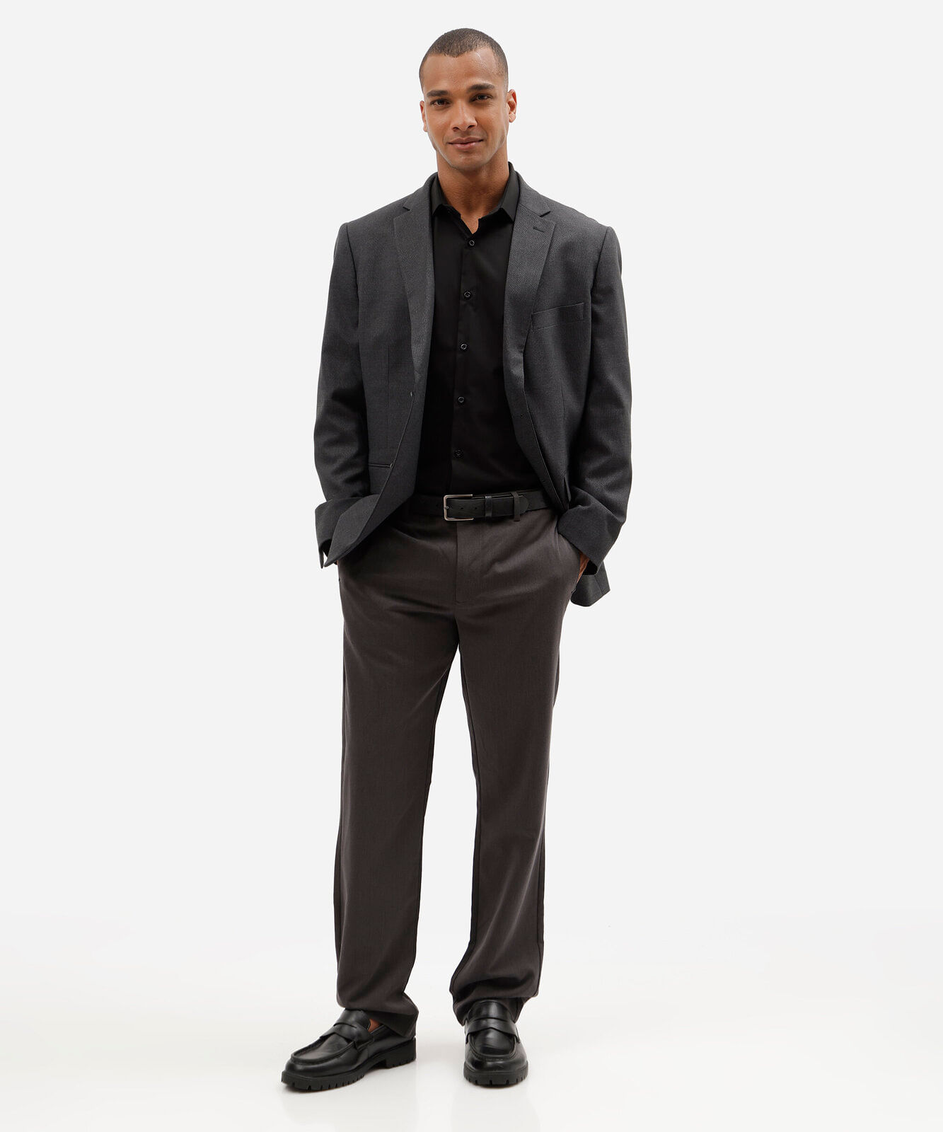 camisa masculina comfort manga longa em viscose com fios metalizados preto