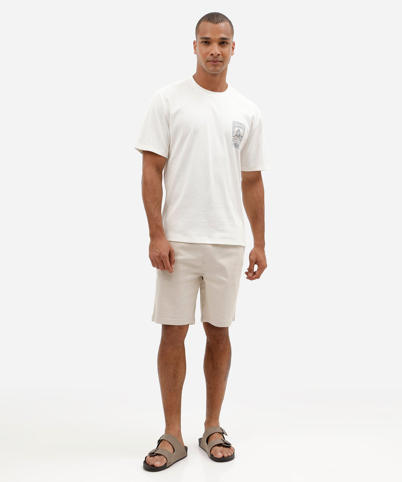 camiseta masculina comfort de algodão estampada off white