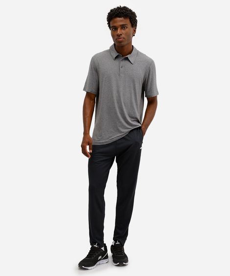 calça slim com recorte elástico e zíper esportiva preta