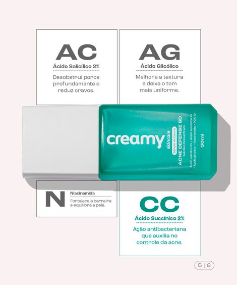 sérum facial antiacne creamy acne defense 5d 30ml