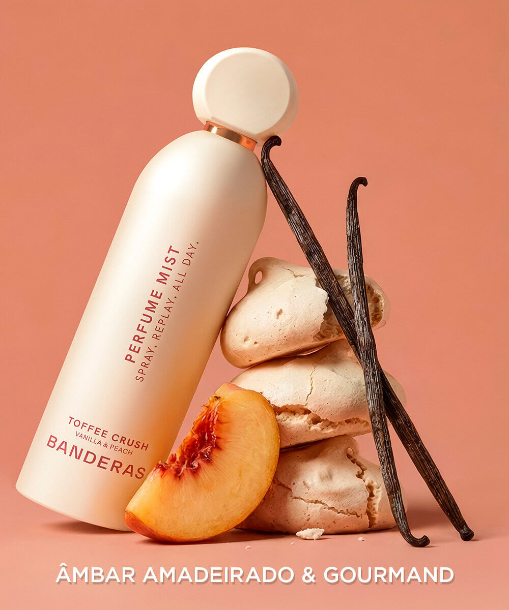 perfume unissex banderas parfum mist toffee crush vanilla e peach body mist 150ml - transparent