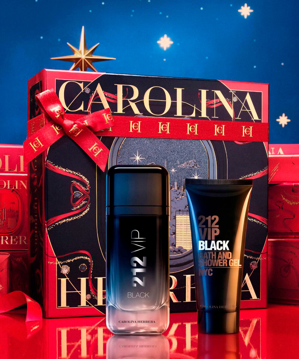 kit perfume masculino carolina herrera 212 vip black eau de parfum 100ml e gel de banho 100ml