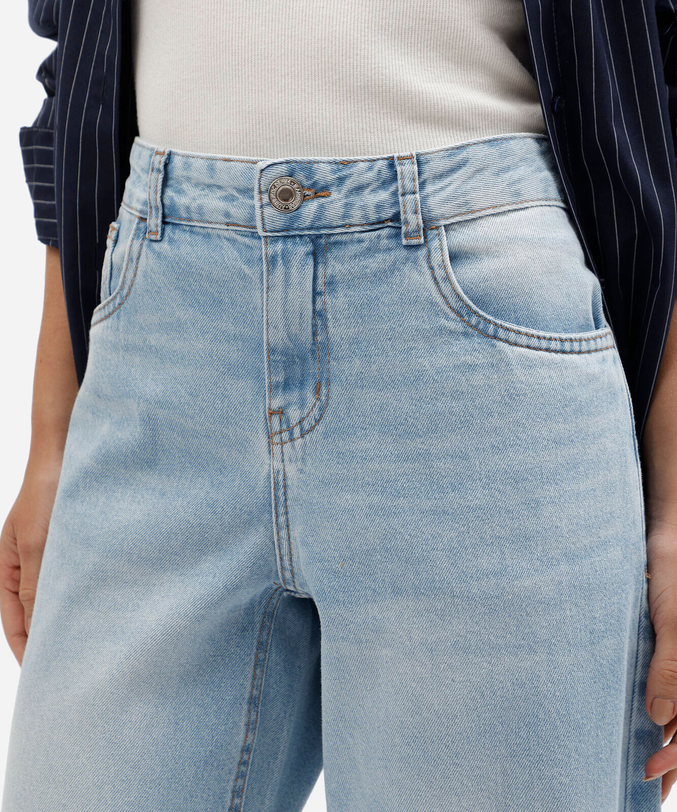 calça jeans wide leg lavada feminina cintura baixa azul