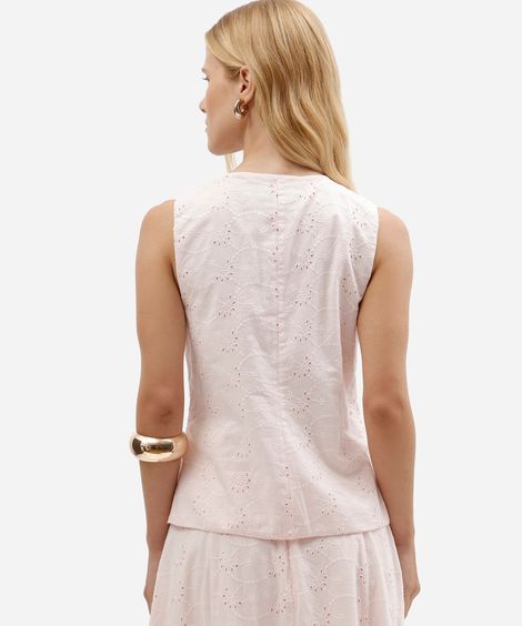 colete feminino acinturado de laise rosa