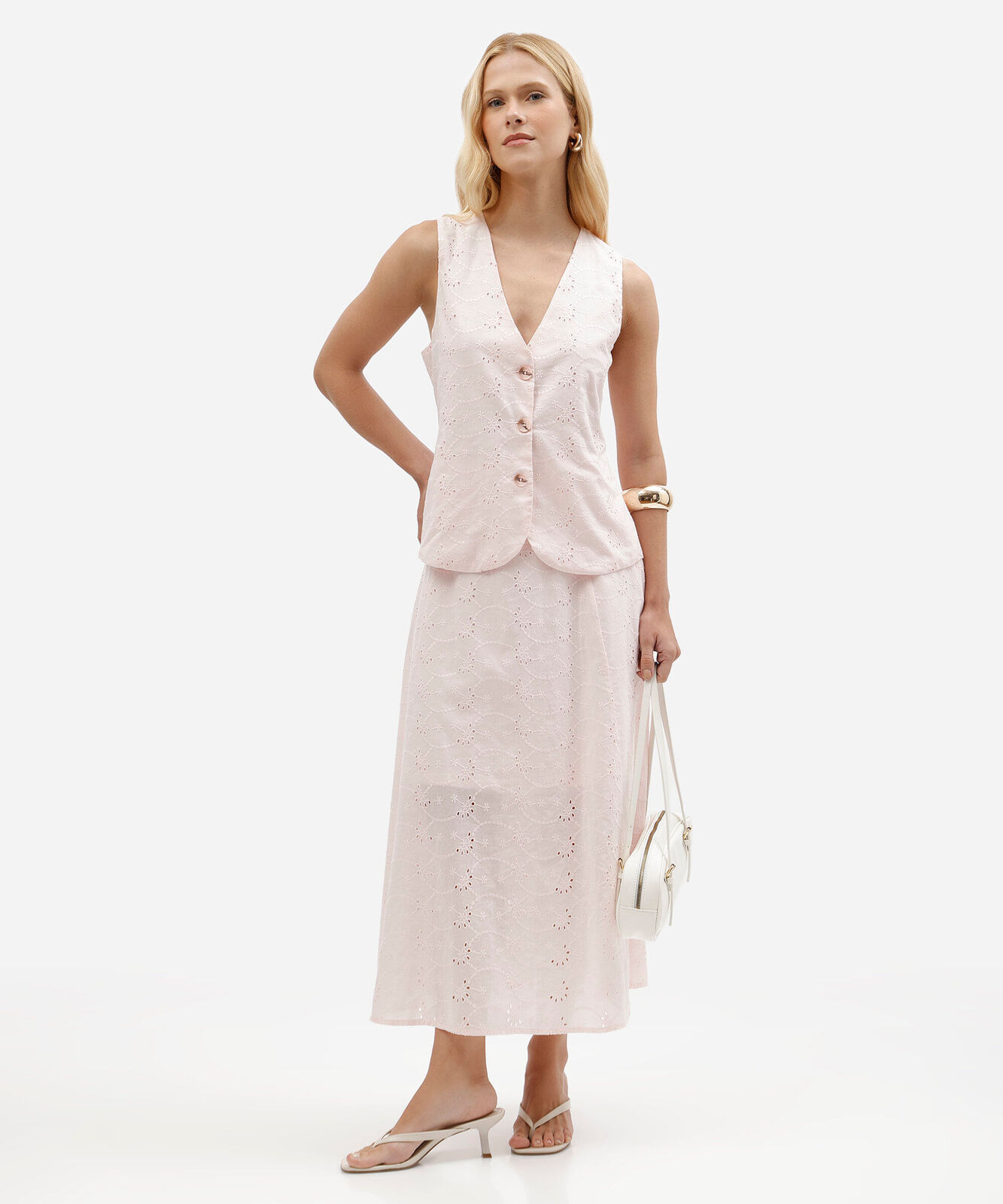 colete feminino acinturado de laise rosa
