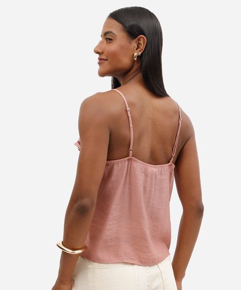 blusa feminina de alcinha com babados rosa