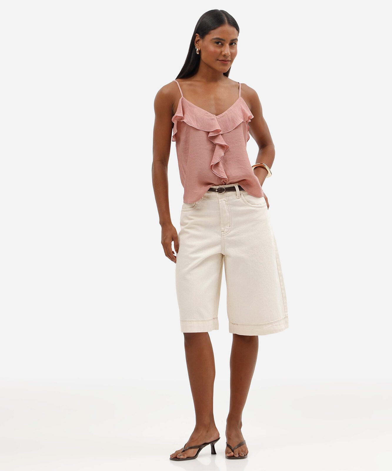 blusa feminina de alcinha com babados rosa