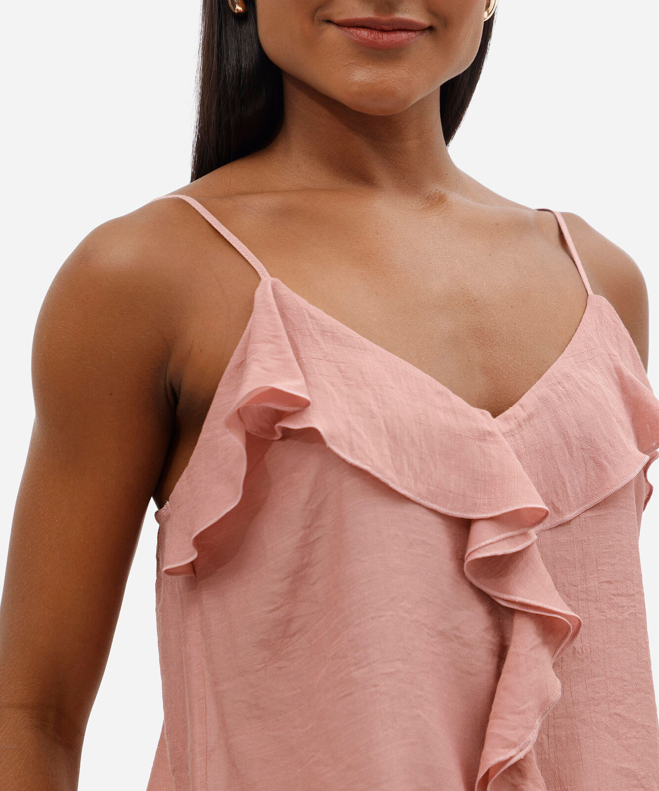 blusa feminina de alcinha com babados rosa