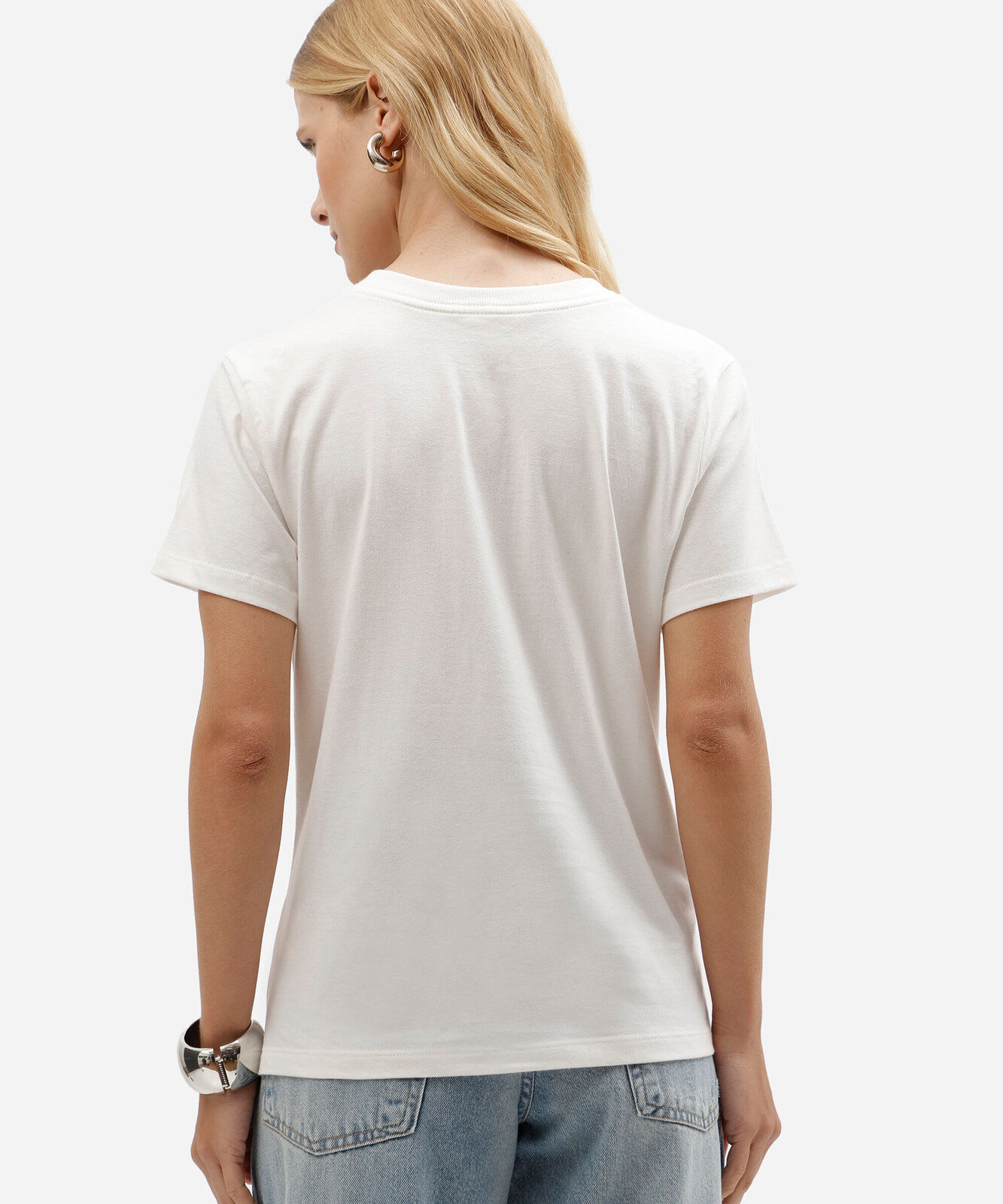 camiseta feminina de algodão manga curta high school musical off white