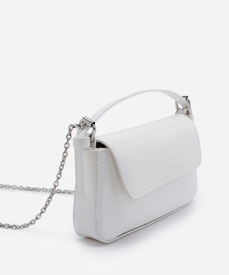 bolsa transversal feminina vernizada branca