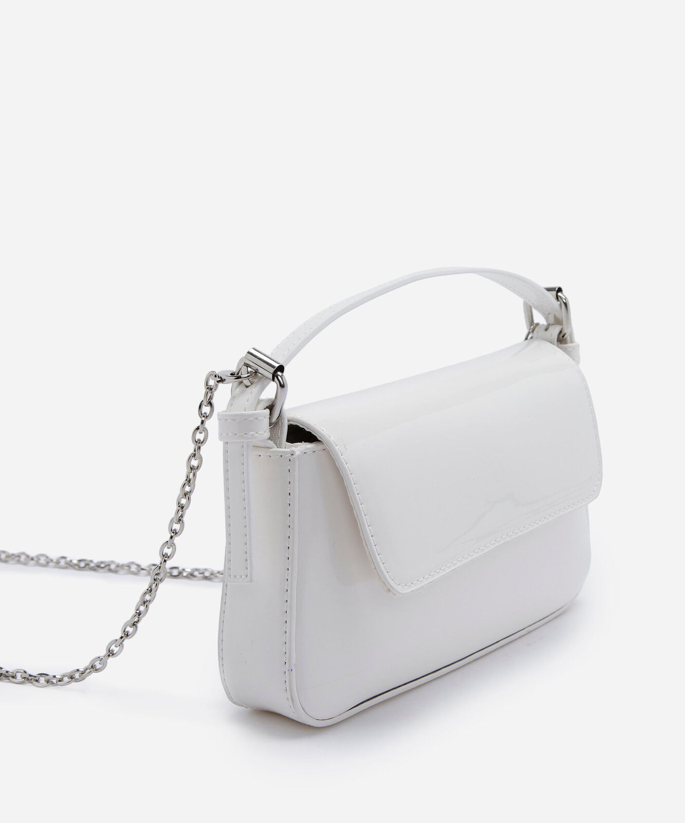 bolsa transversal feminina vernizada branca