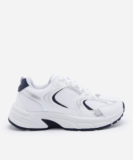 tênis chunky feminino com recortes branco