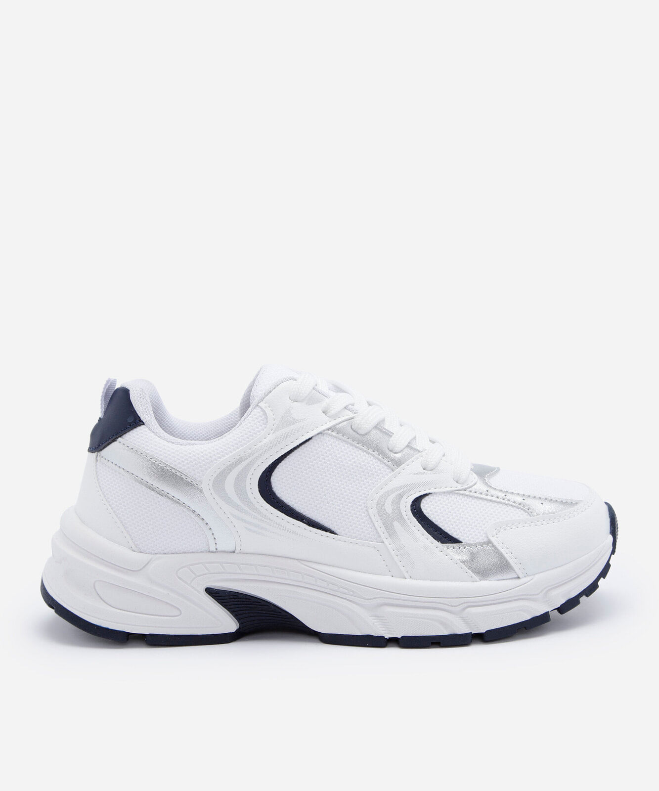 tênis chunky feminino com recortes branco