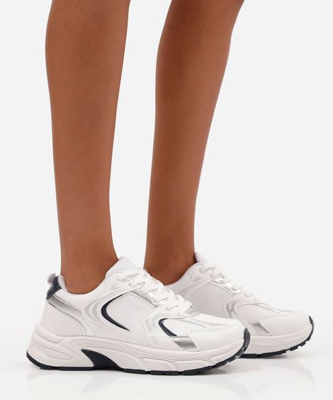 tênis chunky feminino com recortes branco