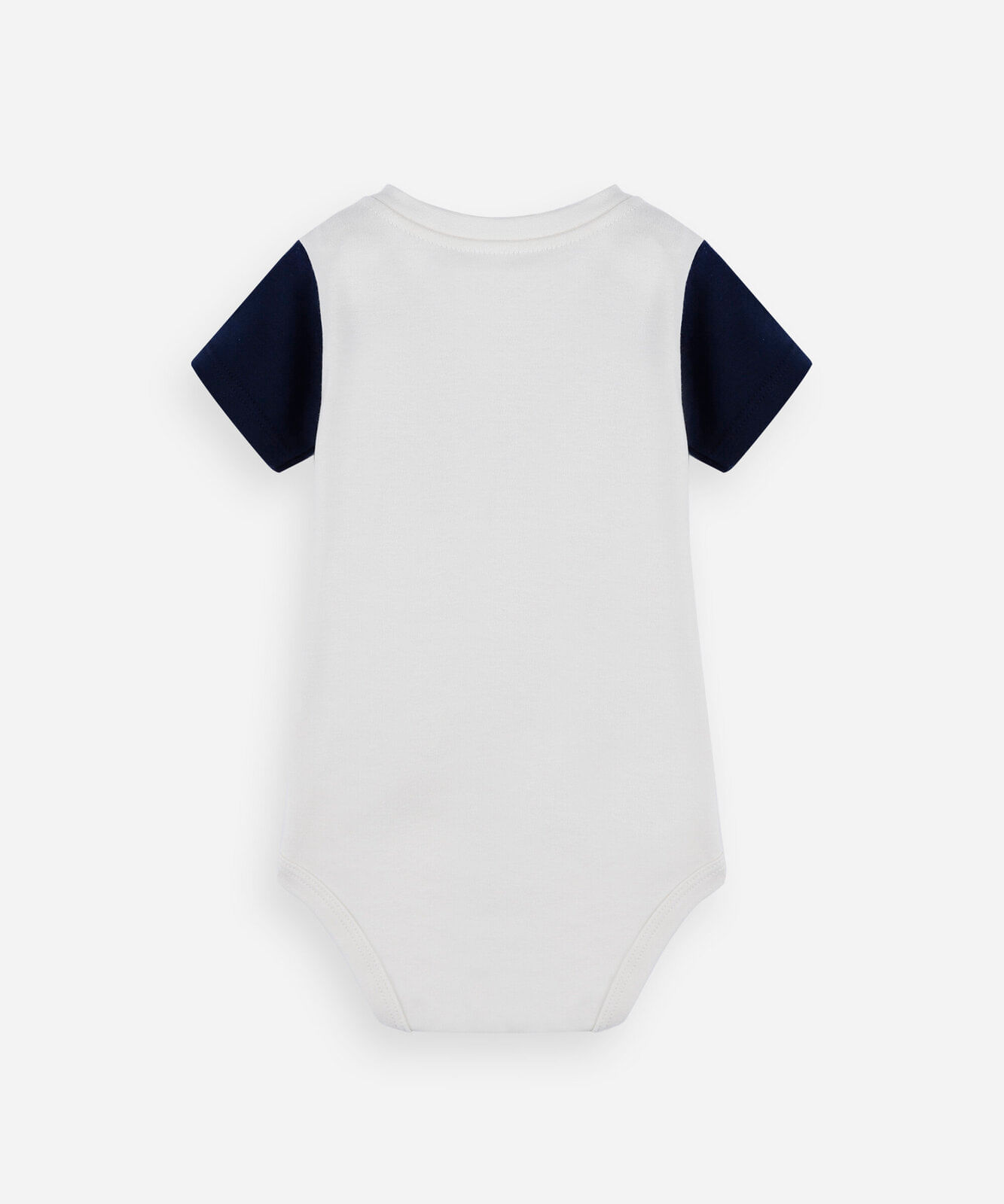 body infantil de algodão manga curta estampado off white