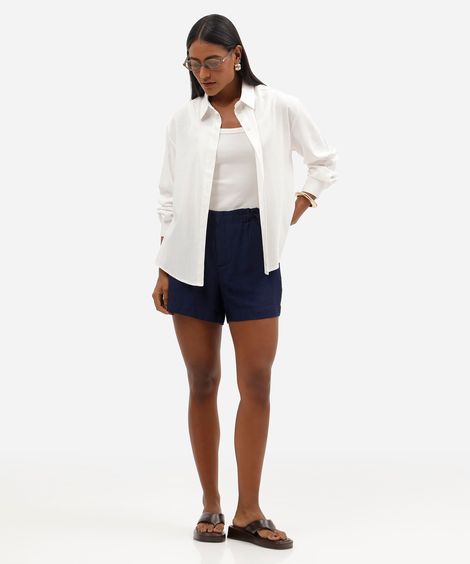 shorts curto feminino clochard de viscose azul