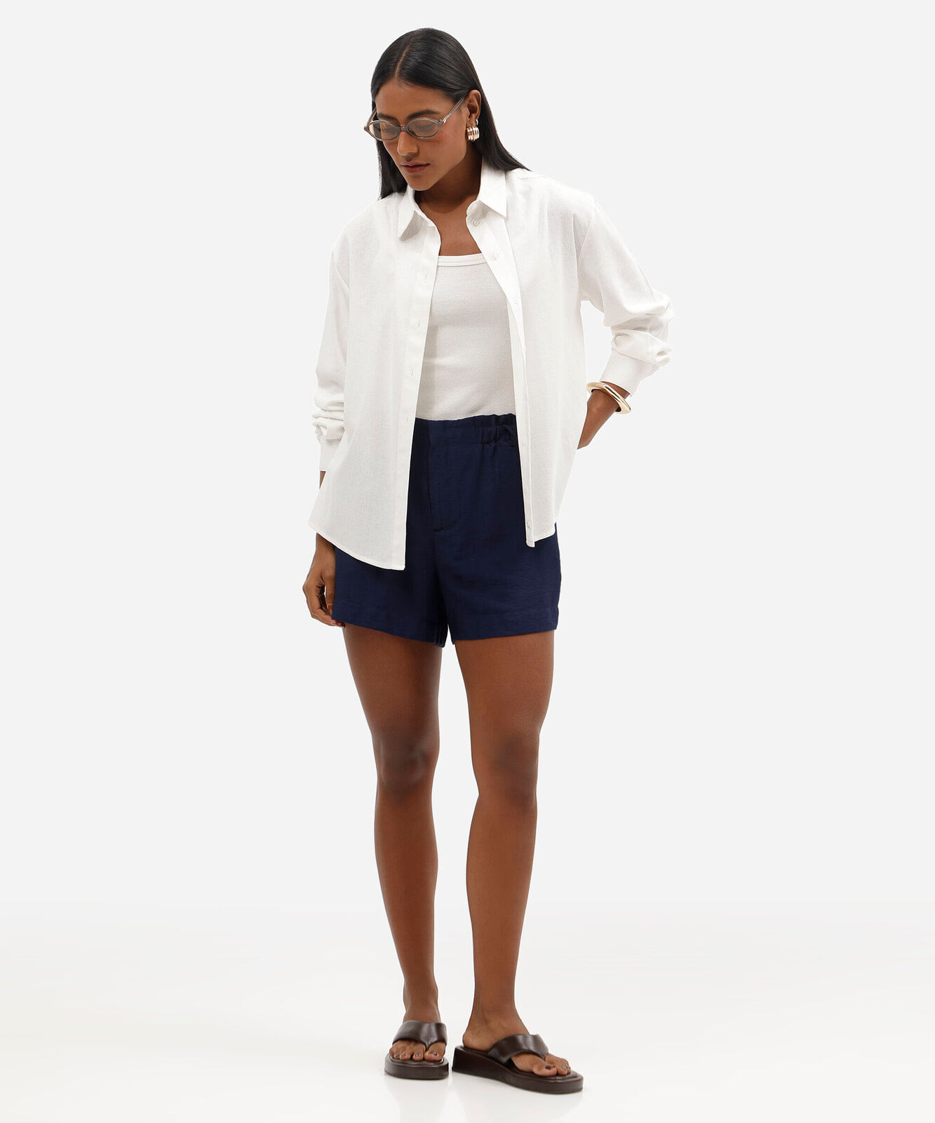 shorts curto feminino clochard de viscose azul