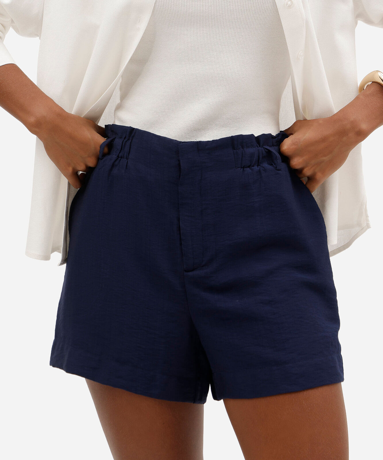 shorts curto feminino clochard de viscose azul