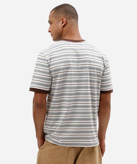 camiseta listrada masculina comfort em algodão  marrom