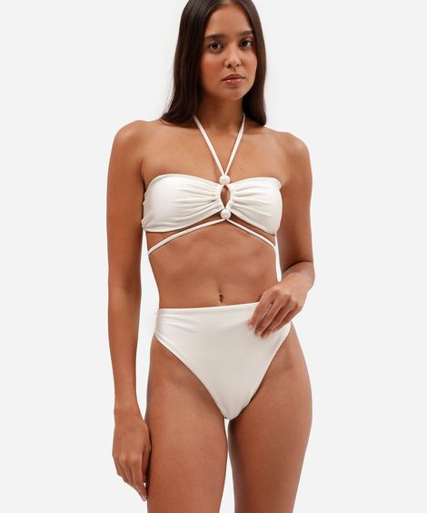 calcinha de biquíni hot pants com proteção UV off white
