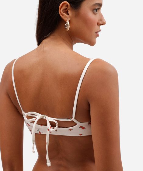 top de biquíni feminino dupla face estampado de microfibra off white