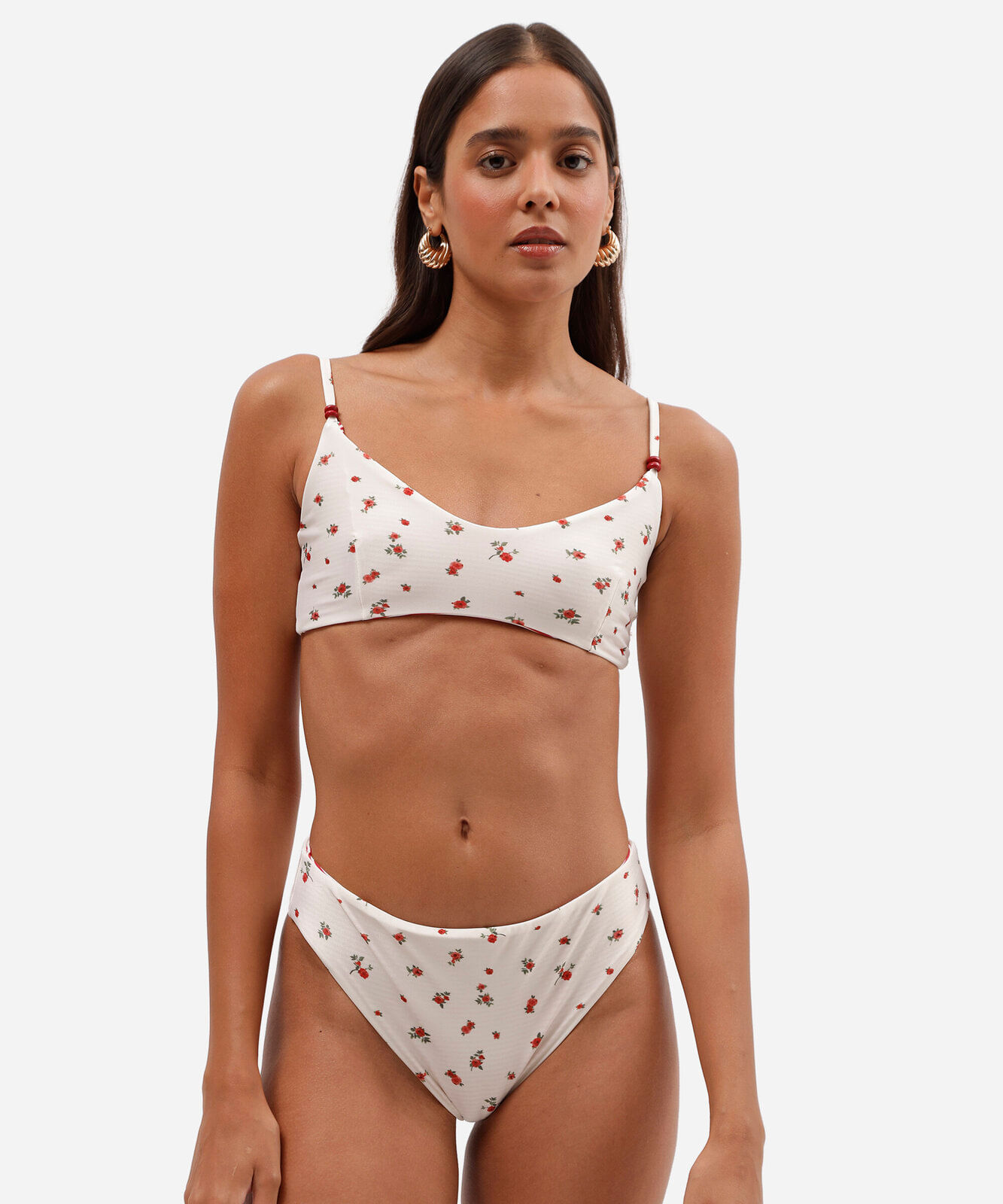 top de biquíni feminino dupla face estampado de microfibra off white