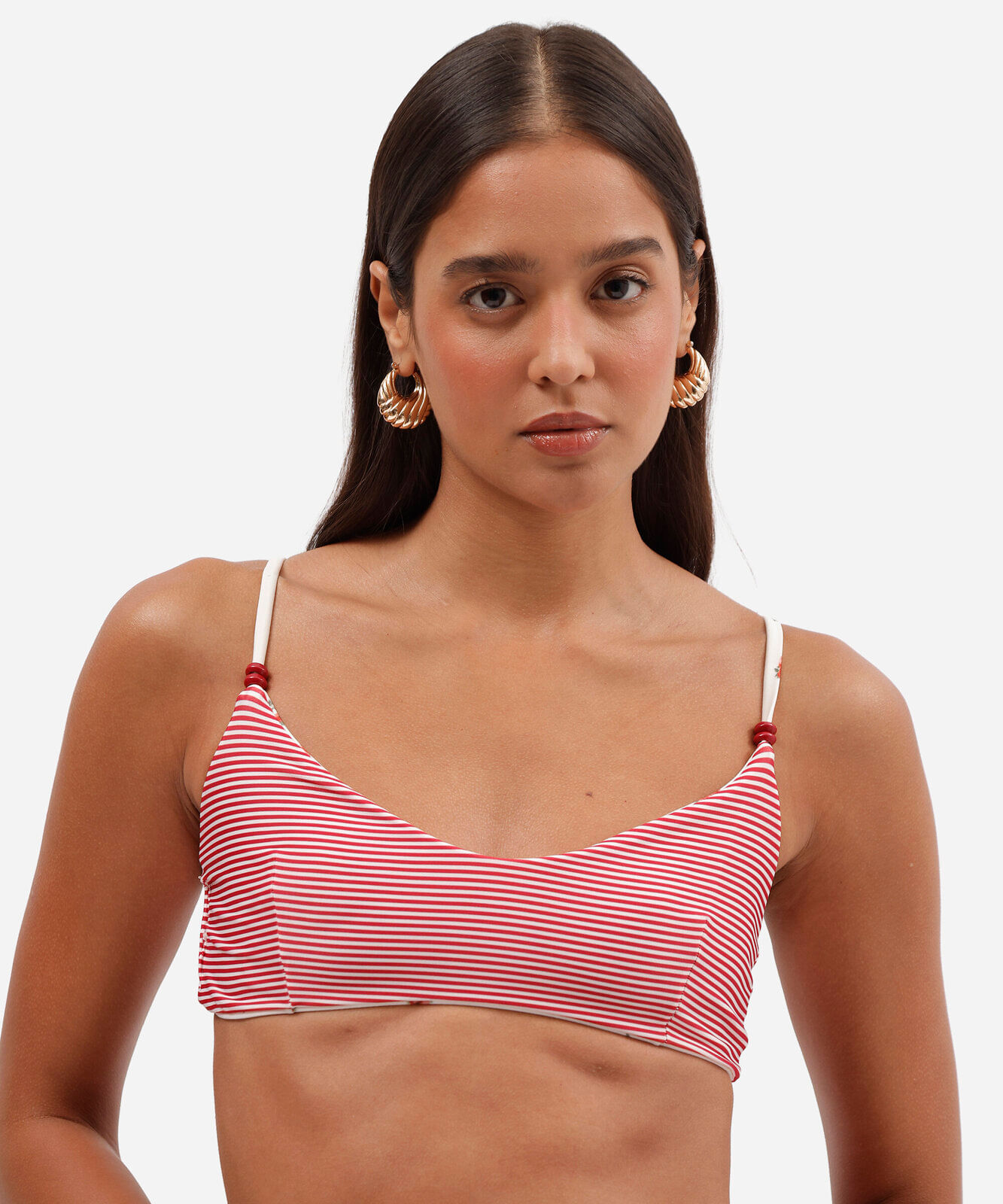 top de biquíni feminino dupla face estampado de microfibra off white