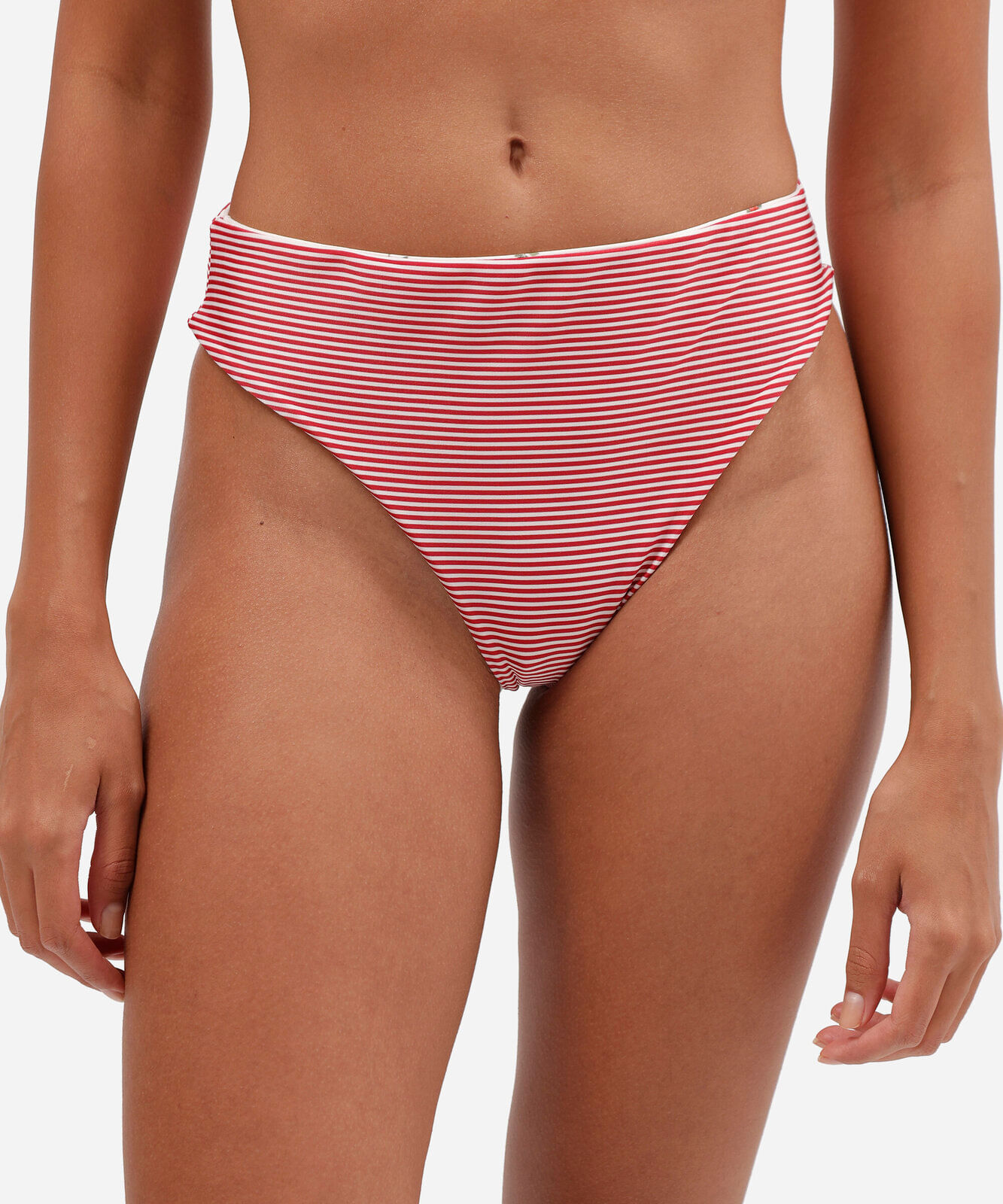 calcinha de biquíni hot pants cintura alta estampada off white