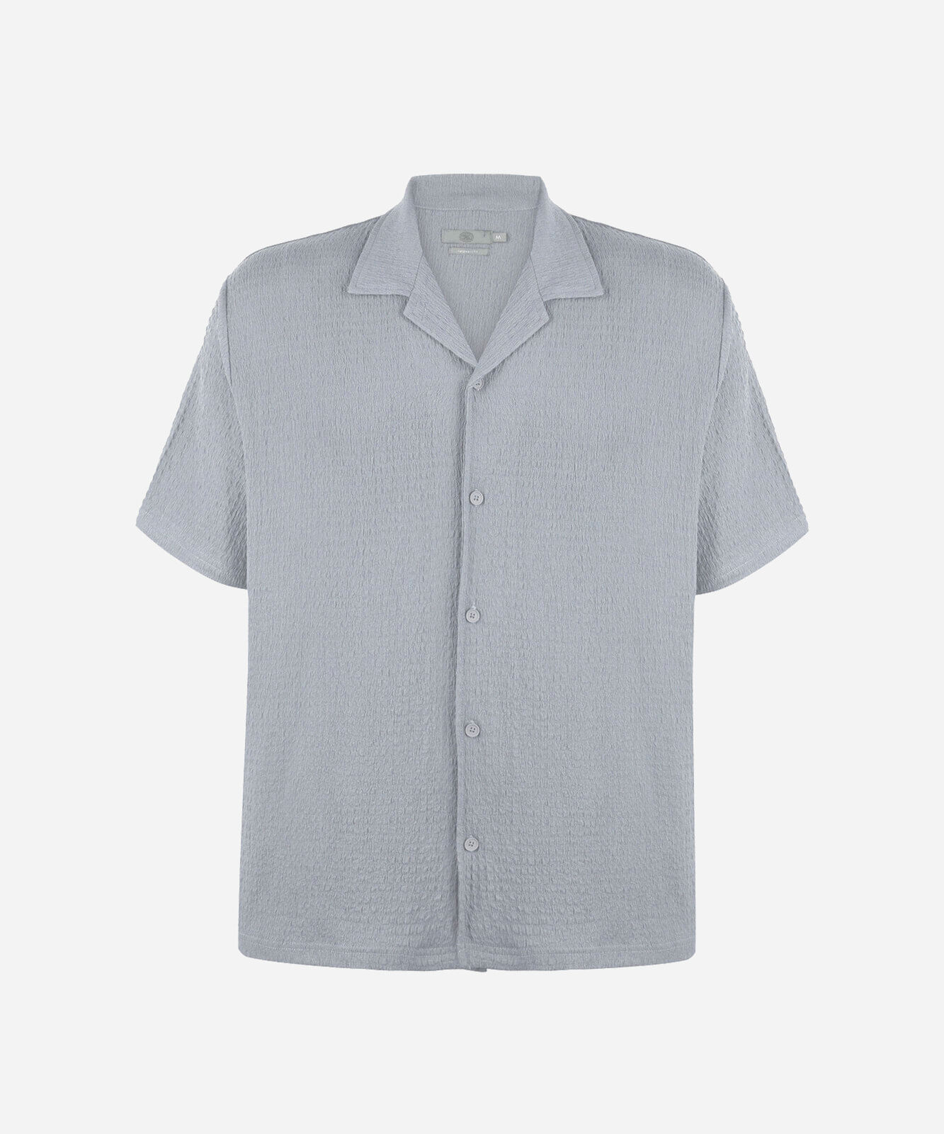 camisa masculina relaxed de manga curta em malha azul