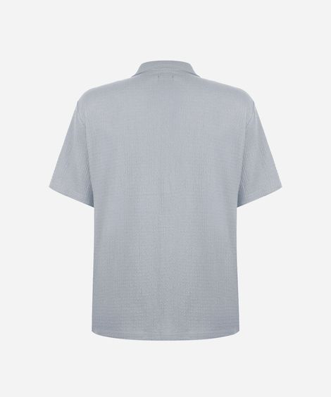 camisa masculina relaxed de manga curta em malha azul