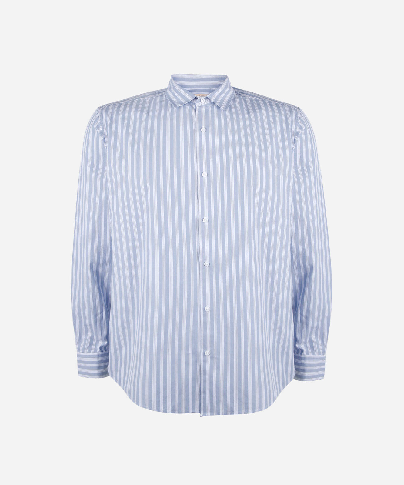 camisa masculina comfort em algodão manga longa listrada azul