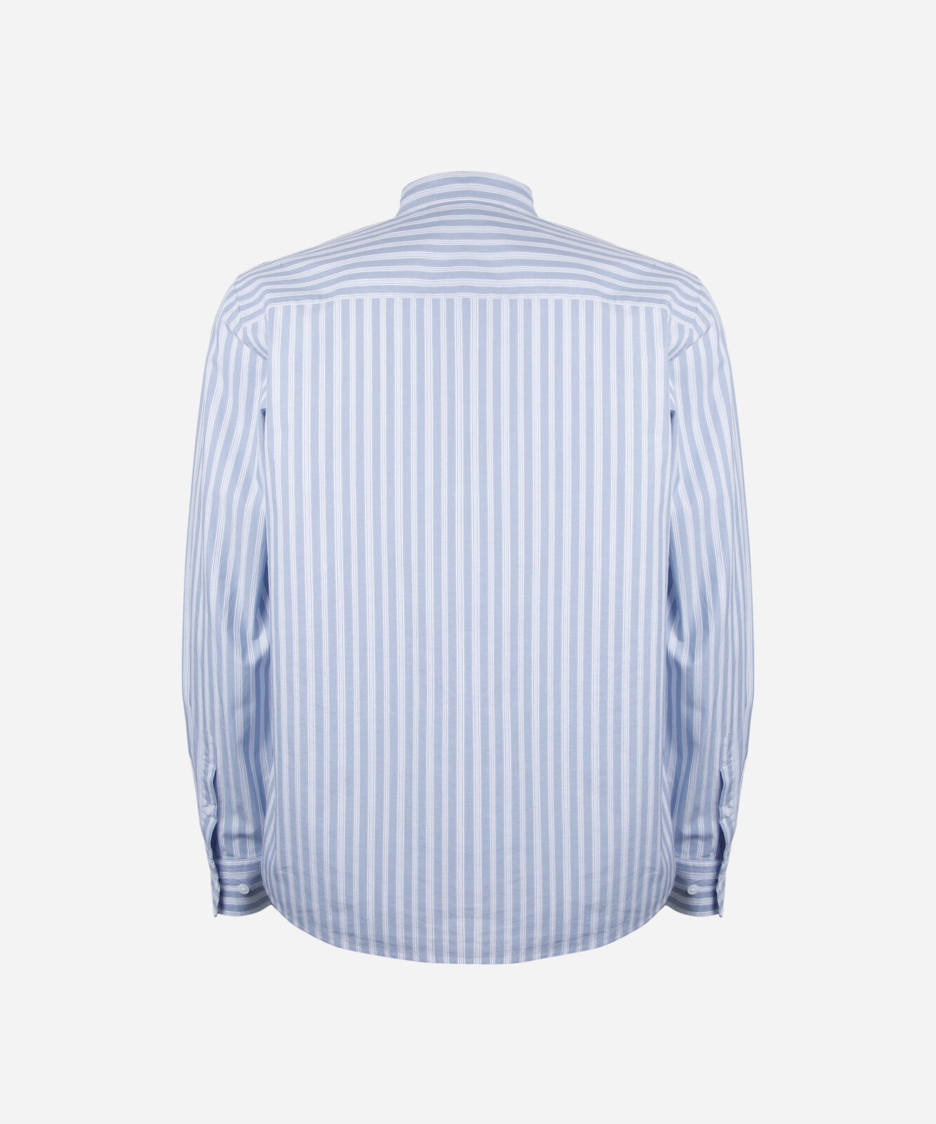 camisa masculina comfort em algodão manga longa listrada azul