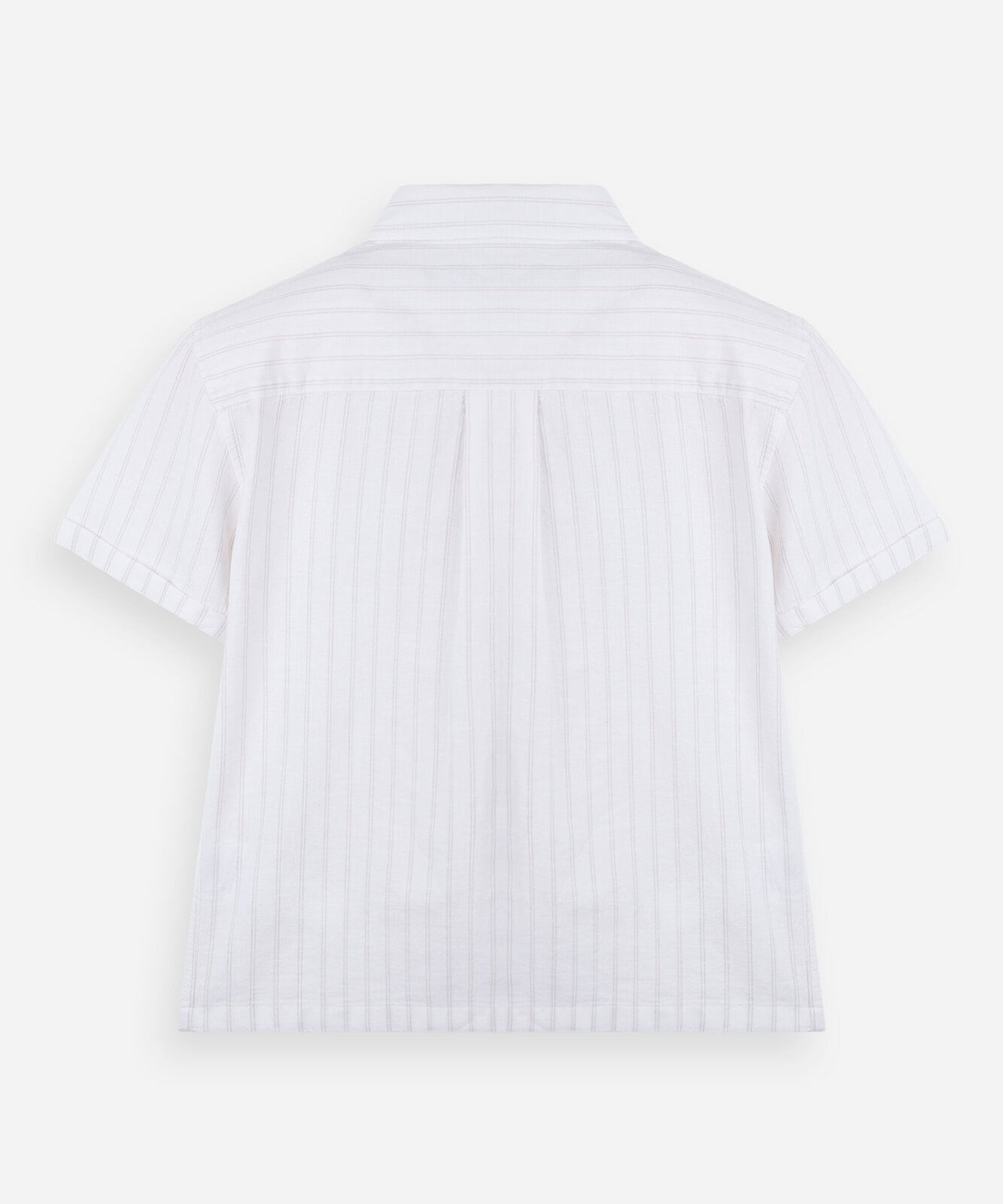 camisa infantil masculina manga curta em algodão listrada off white