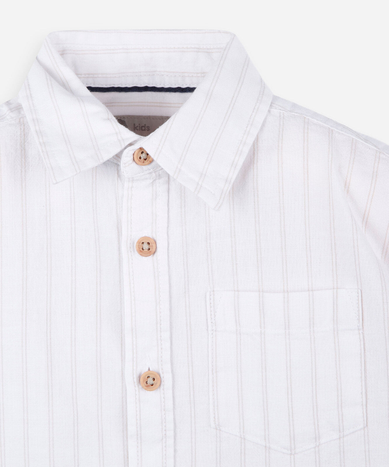 camisa infantil masculina manga curta em algodão listrada off white