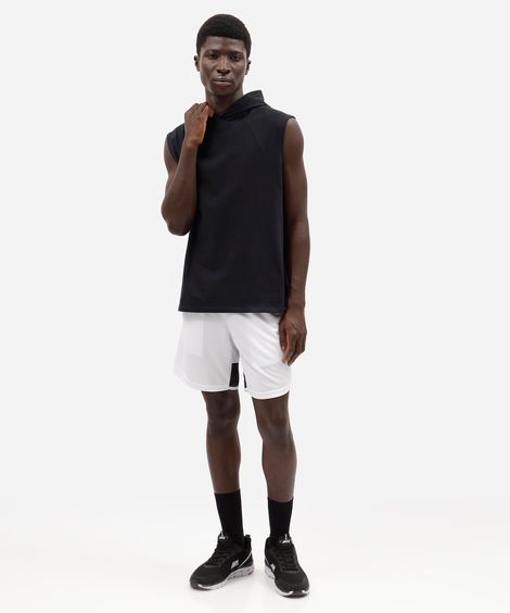 short masculino esportivo texturizado com recorte - branco