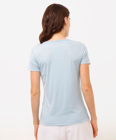 blusa básica manga curta esportiva preta - azul claro
