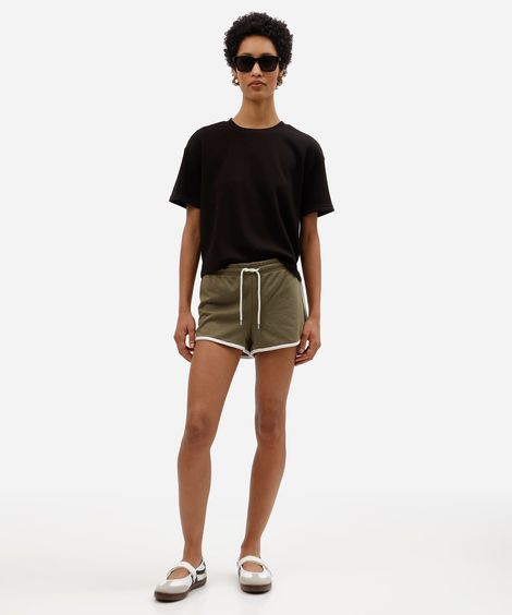 short básico feminino com elástico verde