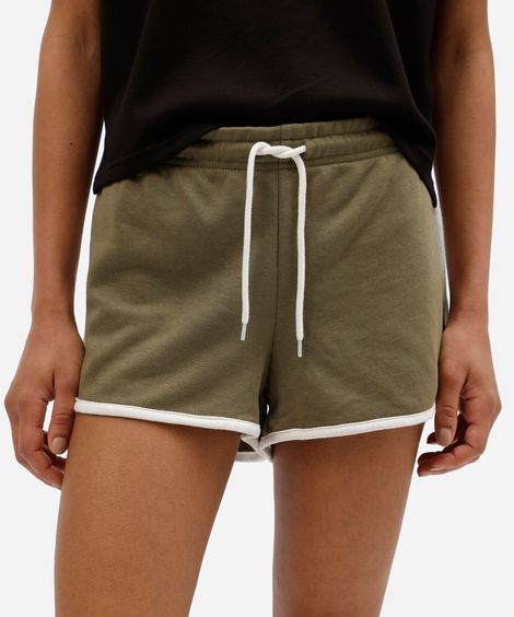 short básico feminino com elástico verde