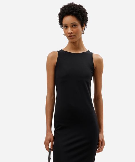 vestido midi ajustado feminino com bojo removível preto