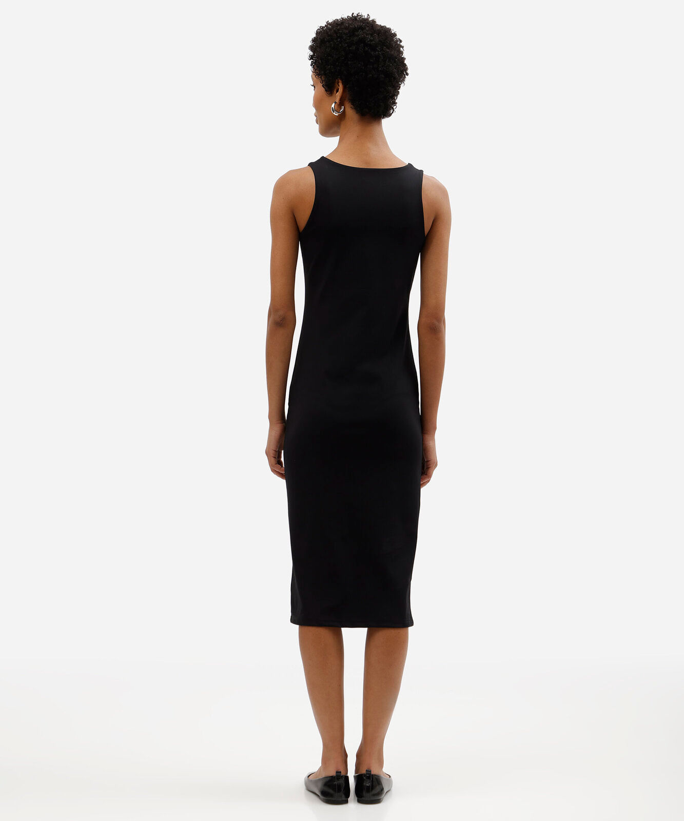 vestido midi ajustado feminino com bojo removível preto