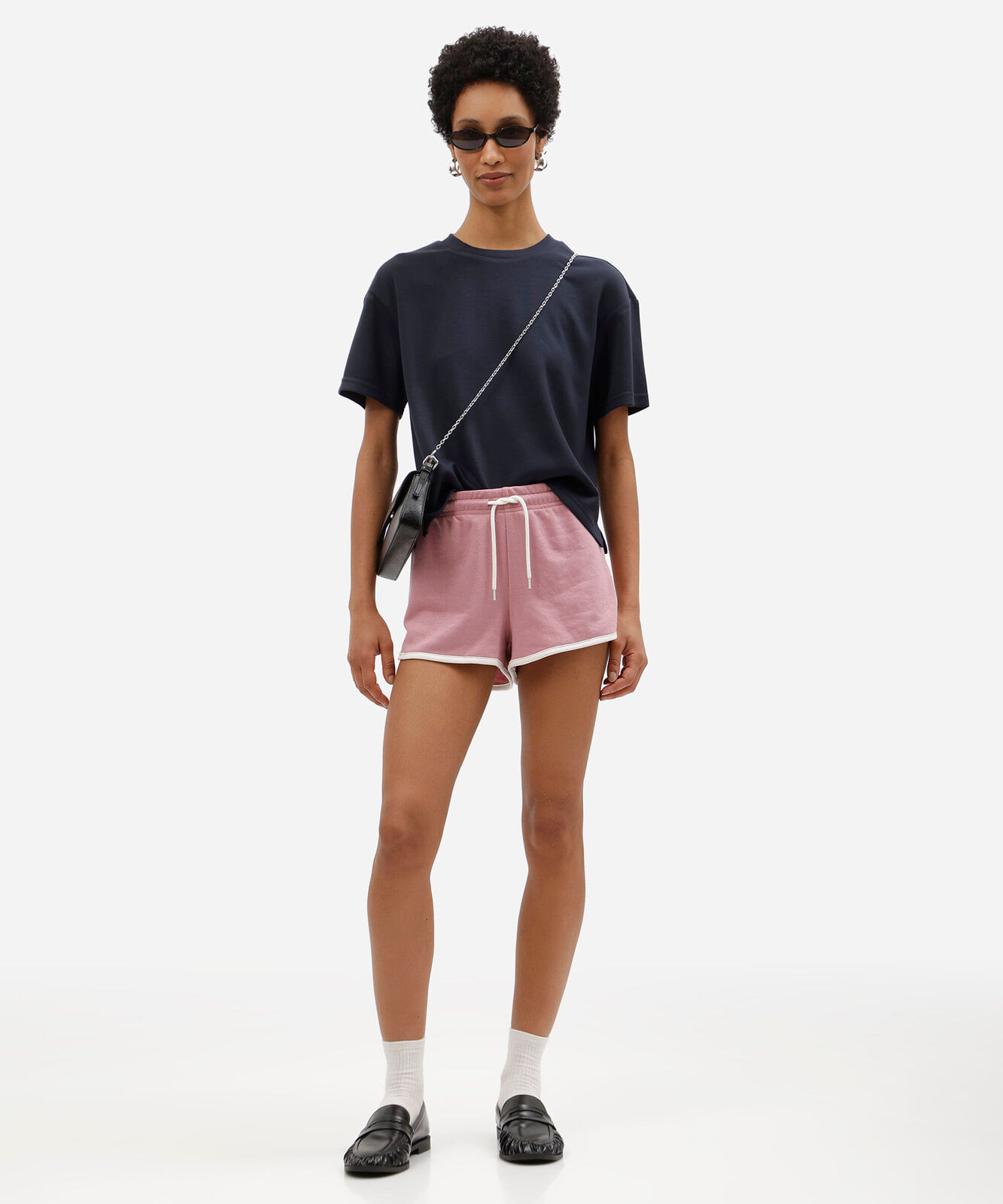 short básico feminino com elástico rosa