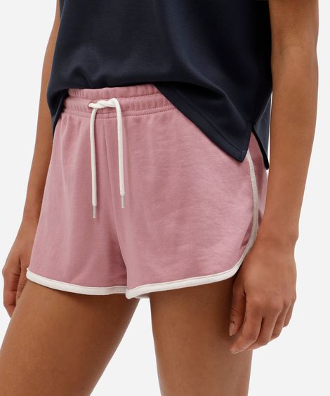 short básico feminino com elástico rosa