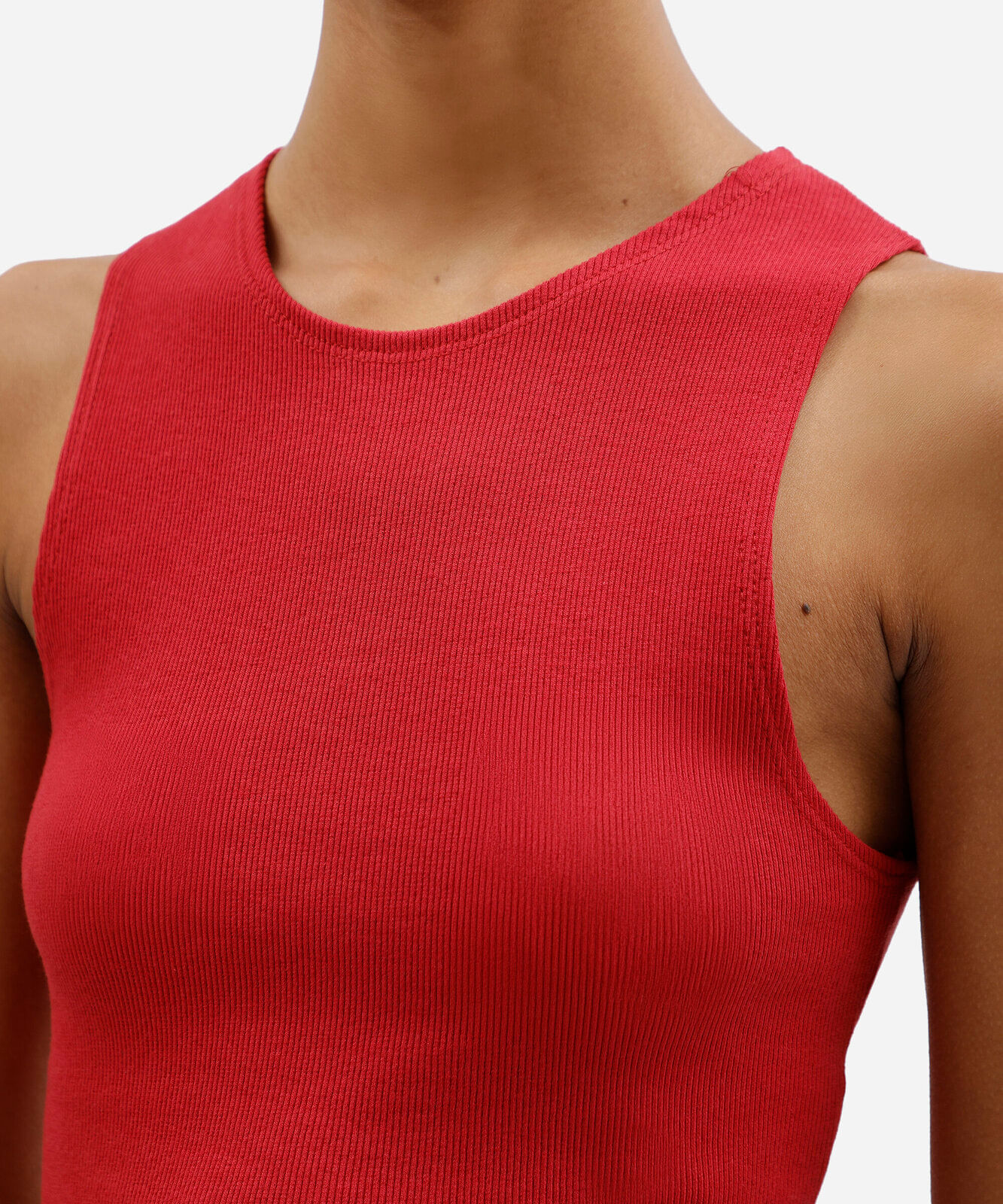 cropped básico feminino de algodão canelado vermelho
