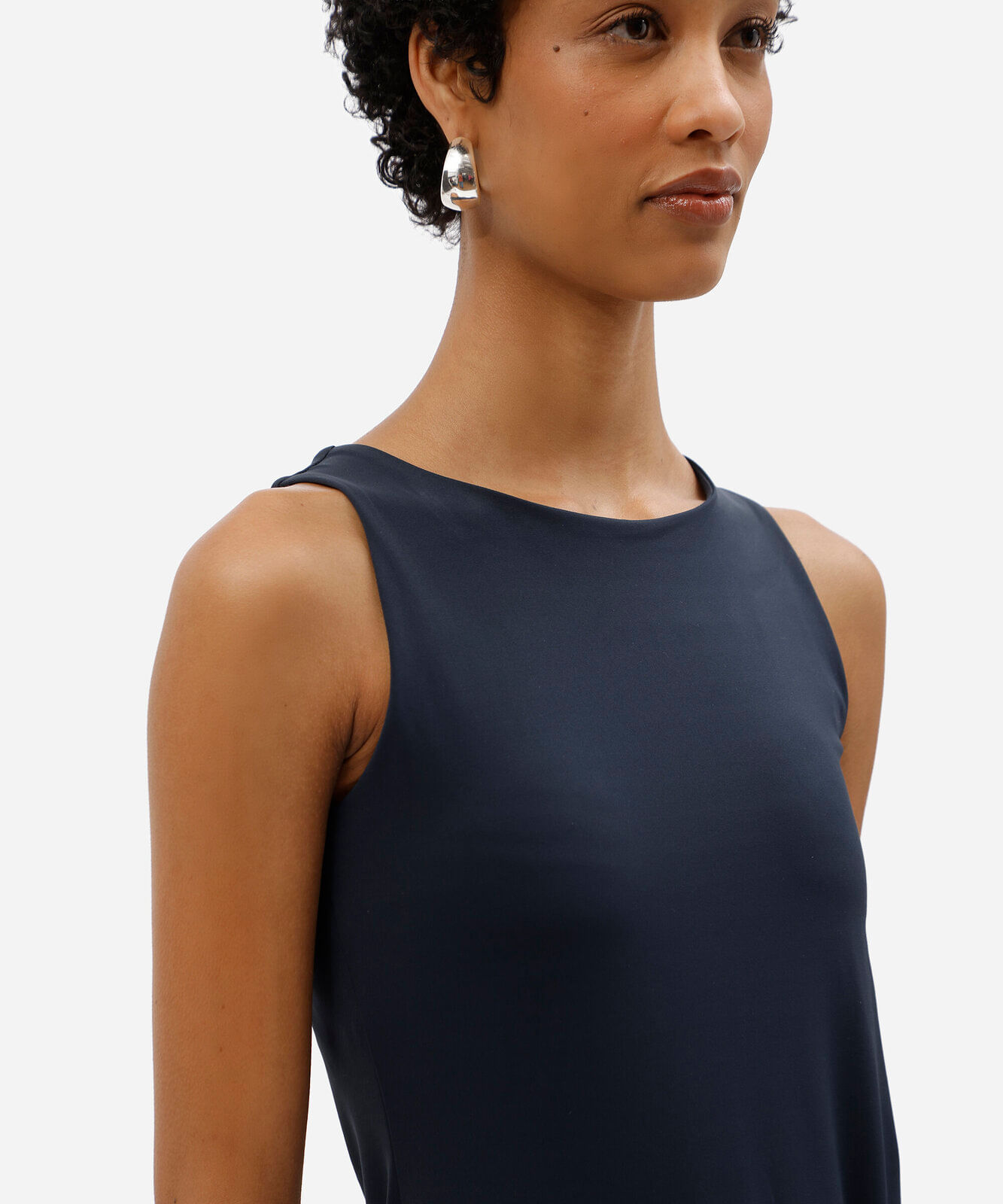 vestido midi feminino básico de poliamida com bojo removível azul